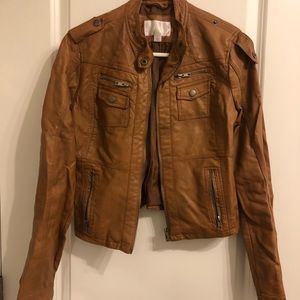 Tan Leather Bomber jacket
